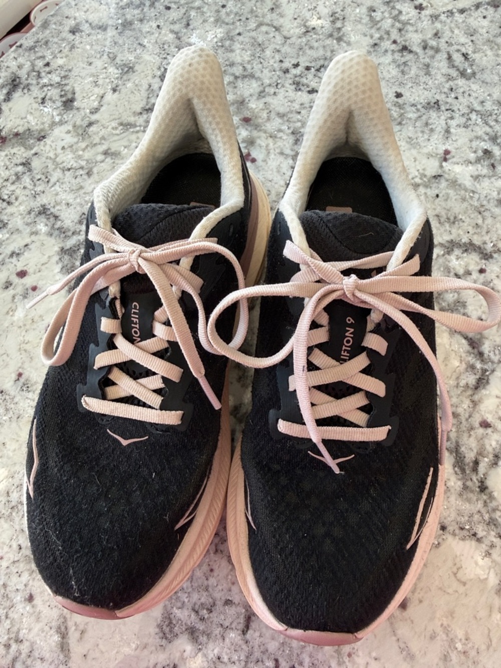 Hoka Women's Black and Pale Pink Running Sneakers - Picture 3 of 5
